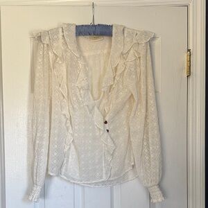 Maeve Cream Ruffled Eyelet Blouse